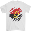 Torn Angola Flag Angolan Day Football Mens T-Shirt 100% Cotton White