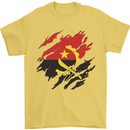 Torn Angola Flag Angolan Day Football Mens T-Shirt 100% Cotton Yellow