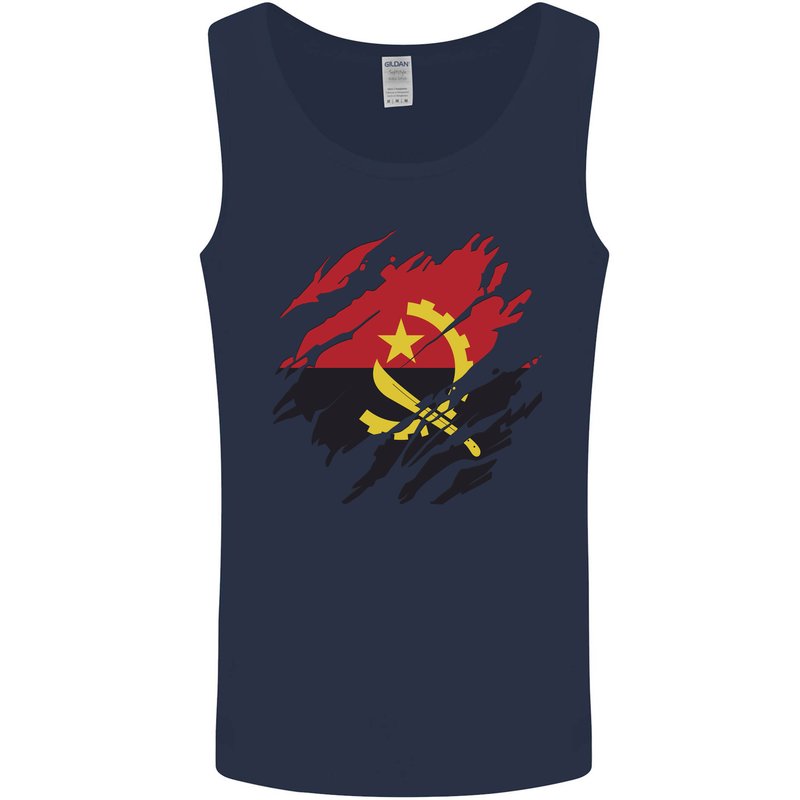 Torn Angola Flag Angolan Day Football Mens Vest Tank Top Navy Blue