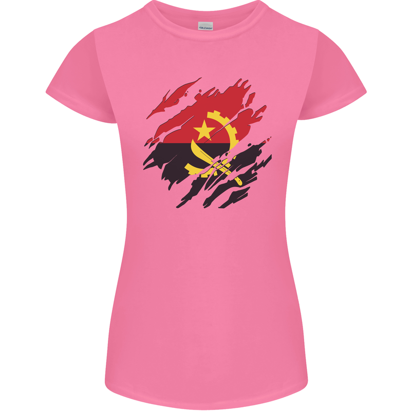 Torn Angola Flag Angolan Day Football Womens Petite Cut T-Shirt Azalea