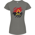 Torn Angola Flag Angolan Day Football Womens Petite Cut T-Shirt Charcoal