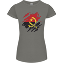 Torn Angola Flag Angolan Day Football Womens Petite Cut T-Shirt Charcoal
