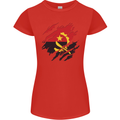 Torn Angola Flag Angolan Day Football Womens Petite Cut T-Shirt Red