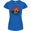 Torn Angola Flag Angolan Day Football Womens Petite Cut T-Shirt Royal Blue