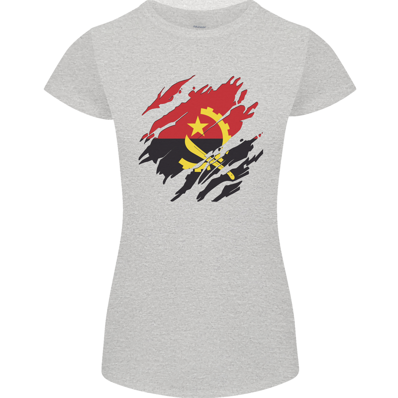 Torn Angola Flag Angolan Day Football Womens Petite Cut T-Shirt Sports Grey