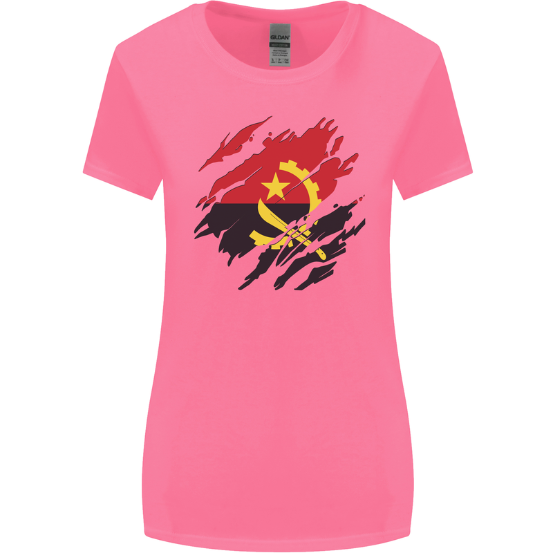 Torn Angola Flag Angolan Day Football Womens Wider Cut T-Shirt Azalea