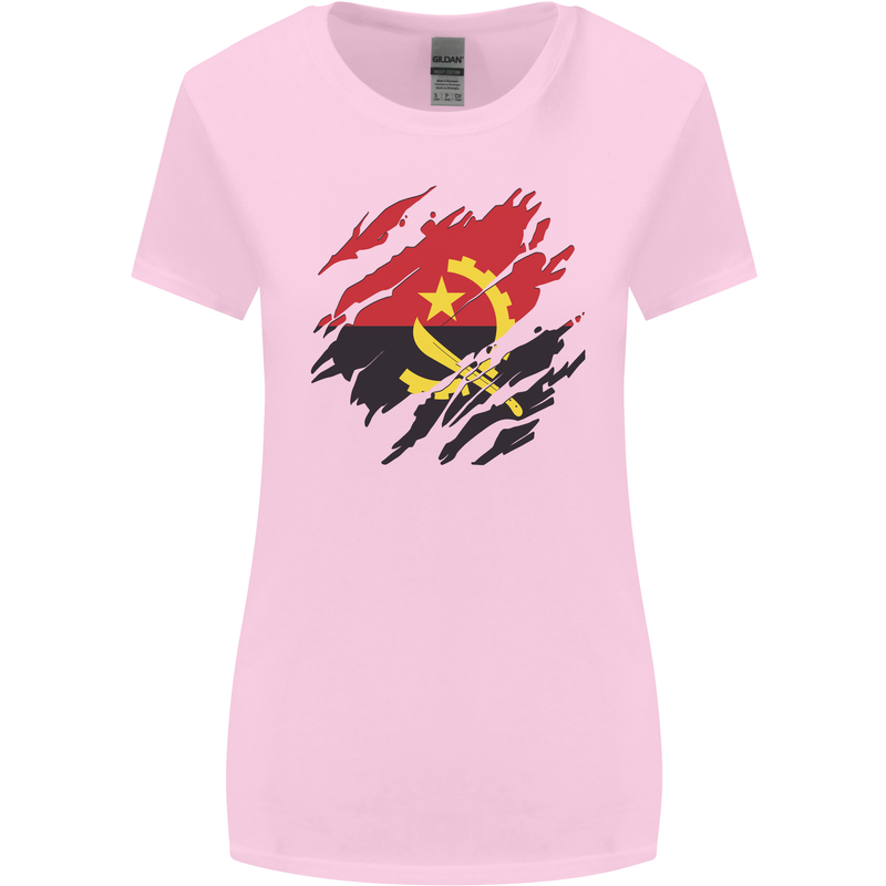 Torn Angola Flag Angolan Day Football Womens Wider Cut T-Shirt Light Pink
