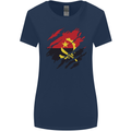Torn Angola Flag Angolan Day Football Womens Wider Cut T-Shirt Navy Blue