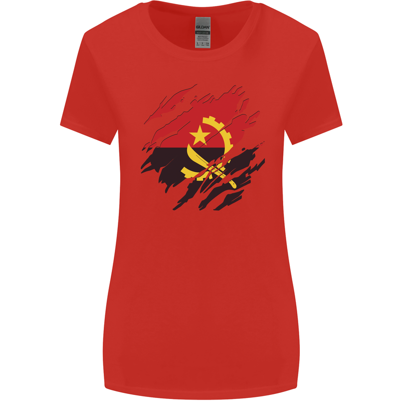 Torn Angola Flag Angolan Day Football Womens Wider Cut T-Shirt Red