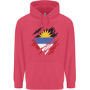 Torn Antigua and Barbuda Flag Day Football Childrens Kids Hoodie Heliconia
