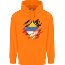Torn Antigua and Barbuda Flag Day Football Childrens Kids Hoodie Orange
