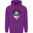 Torn Antigua and Barbuda Flag Day Football Childrens Kids Hoodie Purple