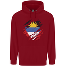 Torn Antigua and Barbuda Flag Day Football Childrens Kids Hoodie Red