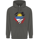 Torn Antigua and Barbuda Flag Day Football Childrens Kids Hoodie Storm Grey
