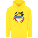 Torn Antigua and Barbuda Flag Day Football Childrens Kids Hoodie Yellow