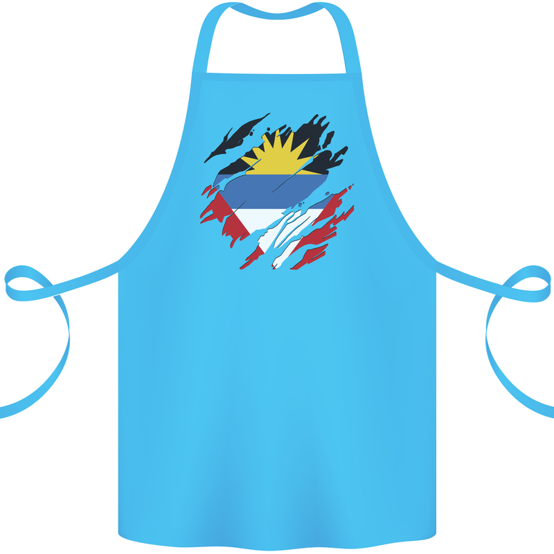Torn Antigua and Barbuda Flag Day Football Cotton Apron 100% Organic Turquoise