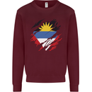 Torn Antigua and Barbuda Flag Day Football Kids Sweatshirt Jumper Maroon