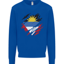 Torn Antigua and Barbuda Flag Day Football Kids Sweatshirt Jumper Royal Blue