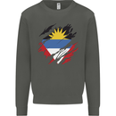 Torn Antigua and Barbuda Flag Day Football Kids Sweatshirt Jumper Storm Grey