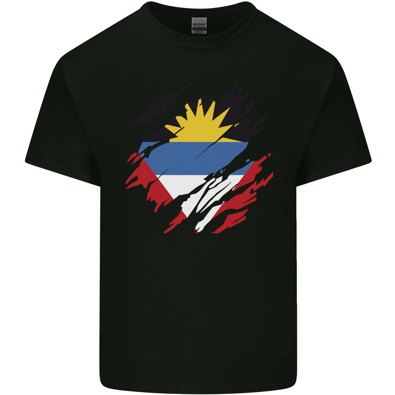 Torn Antigua and Barbuda Flag Day Football Kids T-Shirt Childrens Black