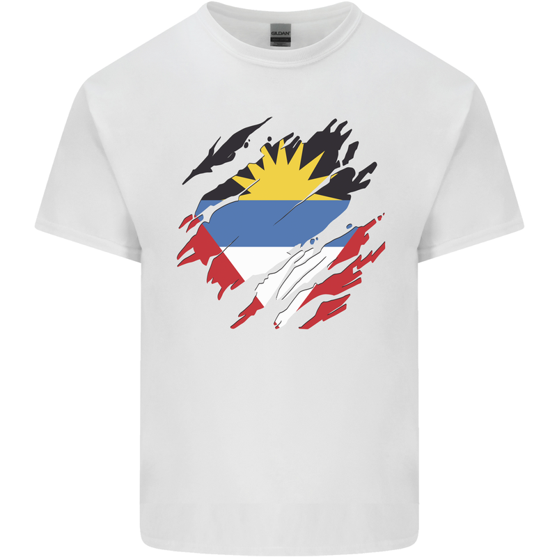 Torn Antigua and Barbuda Flag Day Football Kids T-Shirt Childrens White