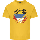 Torn Antigua and Barbuda Flag Day Football Kids T-Shirt Childrens Yellow
