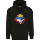 Torn Antigua and Barbuda Flag Day Football Mens 80% Cotton Hoodie Black