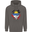 Torn Antigua and Barbuda Flag Day Football Mens 80% Cotton Hoodie Charcoal