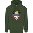 Torn Antigua and Barbuda Flag Day Football Mens 80% Cotton Hoodie Forest Green