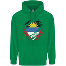Torn Antigua and Barbuda Flag Day Football Mens 80% Cotton Hoodie Irish Green
