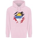 Torn Antigua and Barbuda Flag Day Football Mens 80% Cotton Hoodie Light Pink