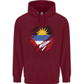 Torn Antigua and Barbuda Flag Day Football Mens 80% Cotton Hoodie Maroon