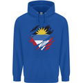 Torn Antigua and Barbuda Flag Day Football Mens 80% Cotton Hoodie Royal Blue