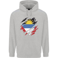 Torn Antigua and Barbuda Flag Day Football Mens 80% Cotton Hoodie Sports Grey