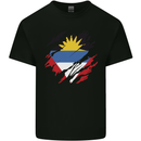 Torn Antigua and Barbuda Flag Day Football Mens Cotton T-Shirt Tee Top Black
