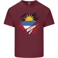 Torn Antigua and Barbuda Flag Day Football Mens Cotton T-Shirt Tee Top Maroon
