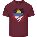 Torn Antigua and Barbuda Flag Day Football Mens Cotton T-Shirt Tee Top Maroon