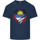 Torn Antigua and Barbuda Flag Day Football Mens Cotton T-Shirt Tee Top Navy Blue