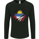 Torn Antigua and Barbuda Flag Day Football Mens Long Sleeve T-Shirt Black