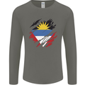 Torn Antigua and Barbuda Flag Day Football Mens Long Sleeve T-Shirt Charcoal