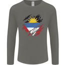 Torn Antigua and Barbuda Flag Day Football Mens Long Sleeve T-Shirt Charcoal
