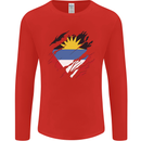 Torn Antigua and Barbuda Flag Day Football Mens Long Sleeve T-Shirt Red