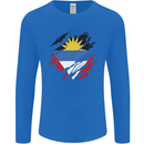 Torn Antigua and Barbuda Flag Day Football Mens Long Sleeve T-Shirt Royal Blue