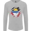 Torn Antigua and Barbuda Flag Day Football Mens Long Sleeve T-Shirt Sports Grey