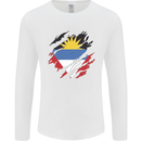 Torn Antigua and Barbuda Flag Day Football Mens Long Sleeve T-Shirt White