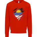 Torn Antigua and Barbuda Flag Day Football Mens Sweatshirt Jumper Bright Red