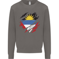Torn Antigua and Barbuda Flag Day Football Mens Sweatshirt Jumper Charcoal