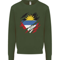 Torn Antigua and Barbuda Flag Day Football Mens Sweatshirt Jumper Forest Green