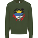 Torn Antigua and Barbuda Flag Day Football Mens Sweatshirt Jumper Forest Green