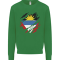 Torn Antigua and Barbuda Flag Day Football Mens Sweatshirt Jumper Irish Green